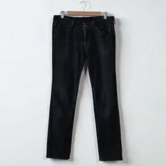 UNIQLO ユニクロ(L)スキニーフィットストレートジーンズ 黒 デニム UJ