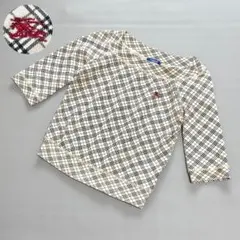 バーバリーブルーレーベル ノバチェック ボートネック 半袖ニット ホース刺繍 Mのサムネイル