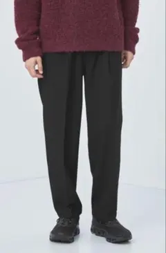 【値下げ】TRカルゼ 裏起毛 1プリーツ オルマイ パンツ　ブラック