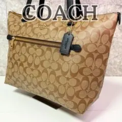 大容量‼️ コーチ トートバッグ シグネチャー A4収納可 肩掛け PVCレザー