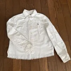 美品★ポロラルフローレン　フリンジ　白長袖シャツ 130cm