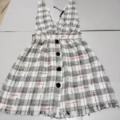 ZARA チェック柄 ツイード ノースリーブ トップス XSのサムネイル