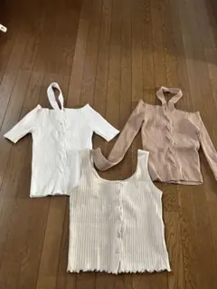 まとめ売りリブ編みトップス3点セット