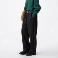 チノバレルレッグタックパンツ Sブラック