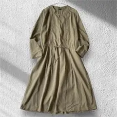 【アーバンリサーチロッソ】キーネックロングワンピース ウエスト紐付 肩ギャザーF