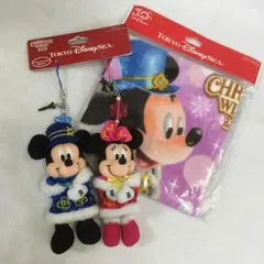 新品TDS2012クリスマスウィッシュグッズセット ミキミニストラップ＆タオル