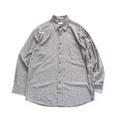 7BS3 総柄　刺繍　長袖シャツ　グランパコア　ワイシャツ　グレー　古着