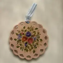 トールペイント　オーナメント　ハンドメイド花柄　Thank You カード