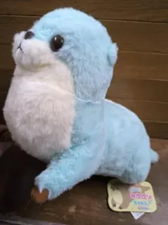 紙タグ付 くったりカワウソ ふぁんしー ブルー ぬいぐるみ [全長33cm]のサムネイル