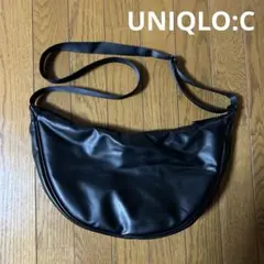 ユニクロ UNIQLO:C レザータッチラウンドショルダーバッグ 黒