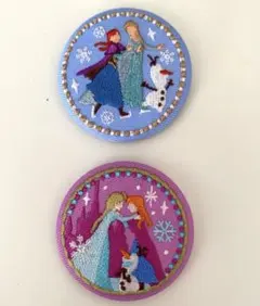 ディズニー 刺繍缶バッジ2 アナ雪 2種セット