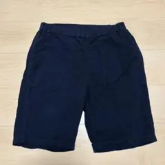 無印良品 綿100% サッカー織りショートパンツ メンズL・ダークネイビー・濃紺