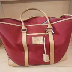 【まとめ買い対応】COACH キャンバス レザー トートバッグ レッド