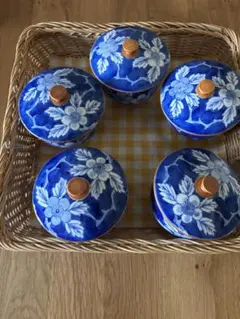 湯飲み5個セット、蓋付きなので茶碗蒸しにも最適！