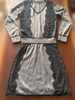 刺繍レースディテールの長袖ミニワンピースのサムネイル