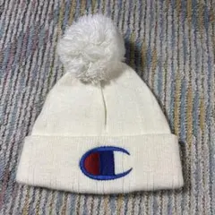 Champion ホワイト ニット帽 ポンポン付き