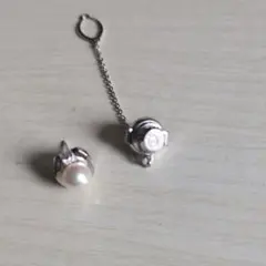 K14WGパール付きネクタイピン チェーン付き