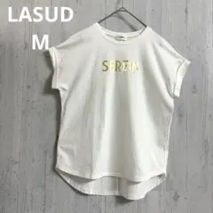 LASUD ロゴプリント 半袖Tシャツ ホワイト ヤマダヤ
