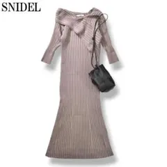 【美品】 【人気】 スナイデル アシメワイドリブニットワンピース F ♪