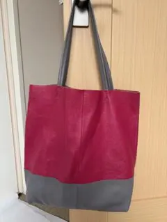 SAZABY レザー トートバッグ ピンク×グレーのサムネイル