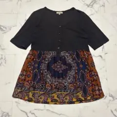 ETRO エトロ　ペイズリー切替 半袖チュニック 44 デザイン　ストレッチ　柄のサムネイル