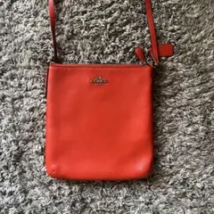 極美品 COACH レザー ショルダーバッグ 斜め掛け ファスナー レッド 赤