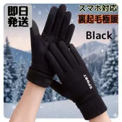 防寒手袋 スマホ対応 裏起毛 男女兼用 撥水・防風 リブ袖 アウトドア ブラック