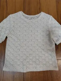 GU アイボリー レース編み Tシャツ S