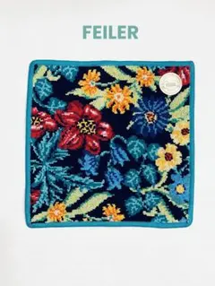 ★新品未使用シール付き★FEILERフェイラー ハンドタオル 花柄 黒グリーン★