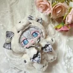 ぬい服 10〜12cm リボン いつぬい ホワイト ツイード×ウール