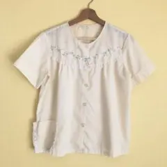 vintage ロキエ 刺繍とレースの半袖ブラウス 高円寺 古着屋