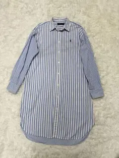 ポロラルフローレン　シャツワンピース　ストライプ　ブルー　ポニー刺繍　サイズ10