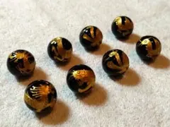 【四神】オニキス 金 彫刻16mm(8個) 青龍・白虎・朱雀・玄武 ゴールド