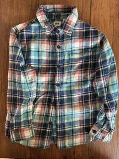 【UNIQLO】130 チェック柄 フランネル 長袖シャツ
