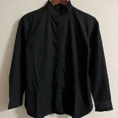 GU フリルスタンドカラーシャツ　　　長袖　黒　カジュアル　フォーマル　オフィス