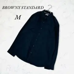 《ブラウニースタンダード》長袖シャツ/黒シャツ/カジュアルシャツ/黒/M