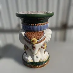 象陶器置き物　花台　フラワースタンド　鉢置き 象陶器置き物 花台 フラワースタンド 鉢置き