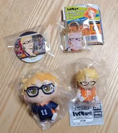 ハイキュー!!月島蛍 ソフビフィギュア マスコット 缶バッジ キーホルダー