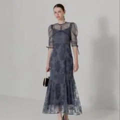 【LEJA】ボレロ付き花柄マーメイドキャミソールワンピースロングドレス　sサイズ