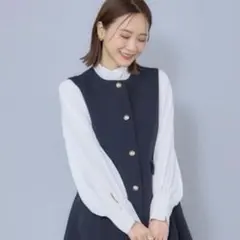 しまむら mysa 田中里奈 ペプラムジレ ネイビー LL 新品未使用品
