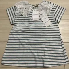 新品！キッズ子ども女の子トップス半袖Tシャツ 100センチ　レース　ボーダー
