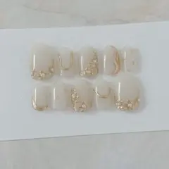 No.71【現品】ネイルチップ♥︎フラワー　ミラー　ニュアンス　ブライダル　成人式