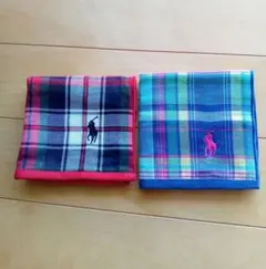 【新品】ラルフ・ローレン チェック柄タオルハンカチ 2枚セット