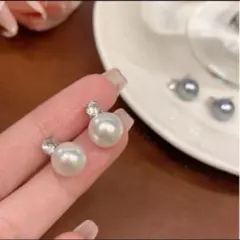 【新品】両耳 一粒 パール ピアス シルバー フォーマル 結婚式 卒業式 入学式