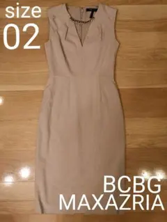 BCBGMAXAZRIAのビジュー装飾ベージュペンシルワンピース 02 9