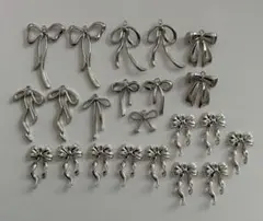 シルバーリボン型チャーム22個セット