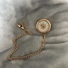 クリップ付き 懐中時計 ゴールド チェーン付き 可動品