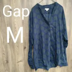 GAP ブラウス M 紺×深緑 ドット スキッパー 長袖 シャツ レディースのサムネイル