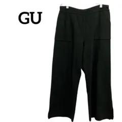 ジーユー/GU ワイドストレートニットパンツ ウエストゴム XL シンプル