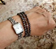 淡水バロック ブラックパール3連ブレスレット